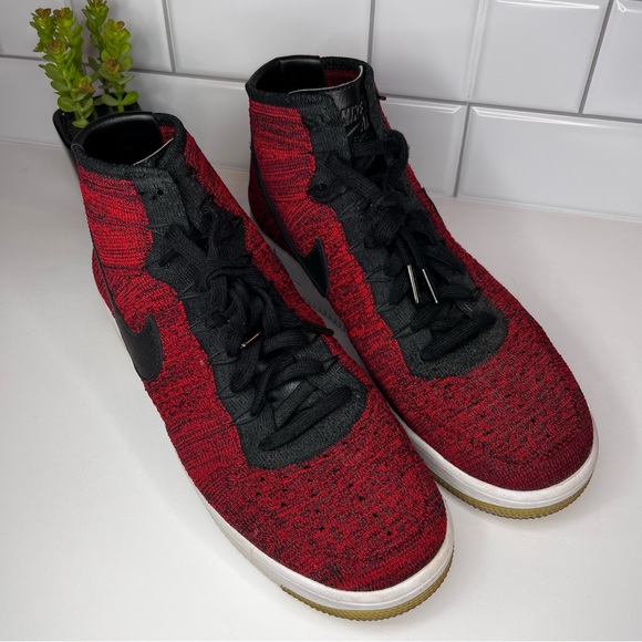Nike Air Force 1 Ultra Flyknit Mid - Men’s Sz 11 - University Red Black - Picture 3 of 8